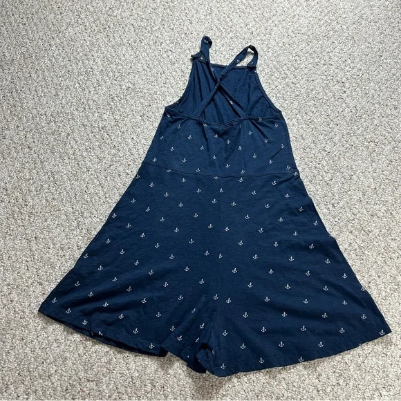 Roxy Romper Navy Blue Anchor Print Sleeveless Criss Cross Back Size Medium - Picture 4 of 13